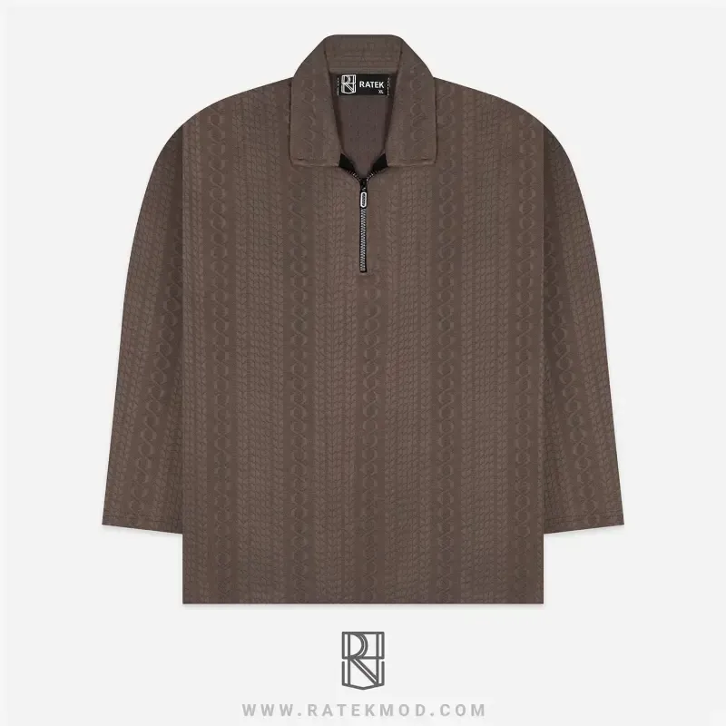 بلوز نیم زیپ گرم بالا طرح فراگ مراکشی سایز بزرگ و معمولی